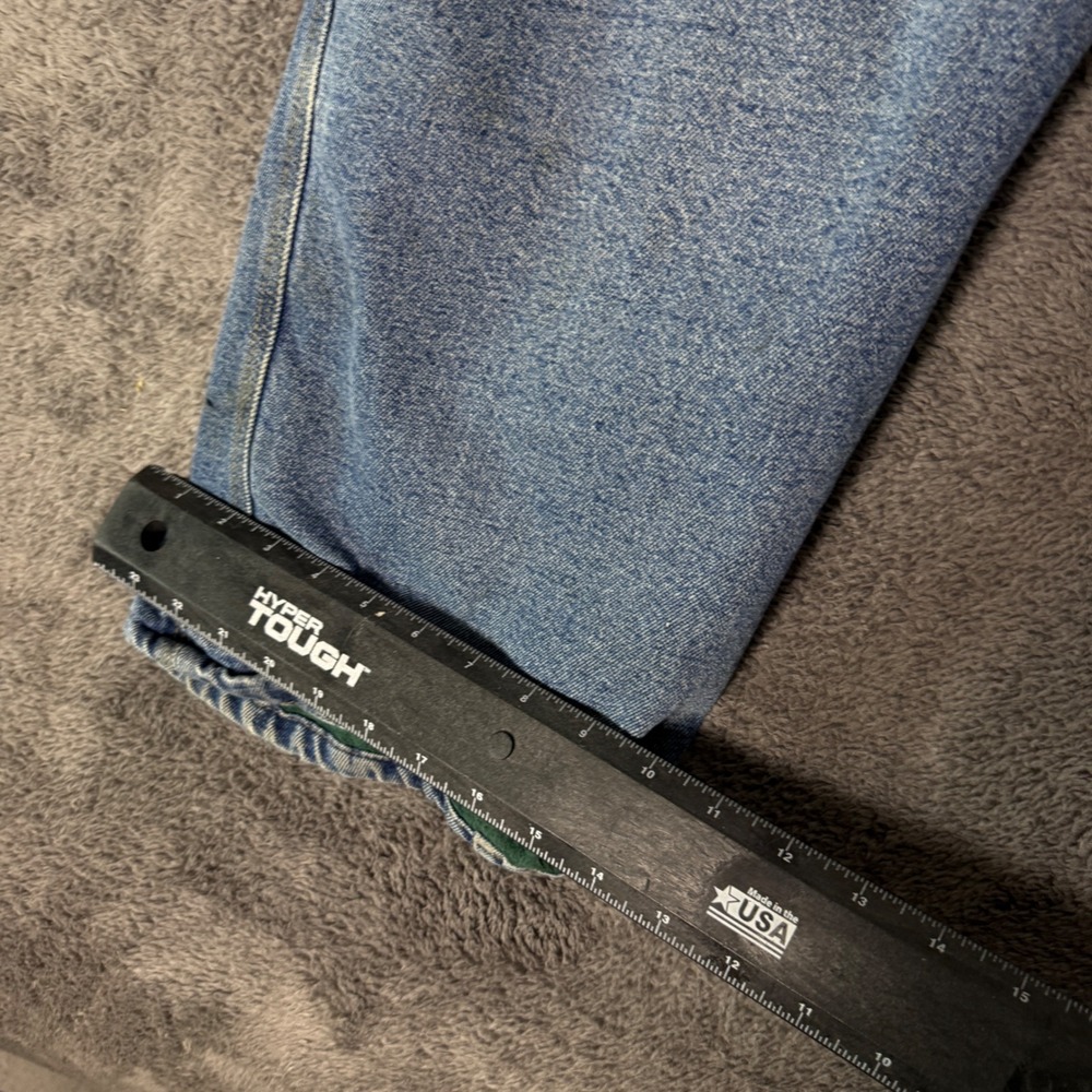 Crossfire Carpenter Jeans Blue Fleece Lined Distressed Workwear Denim 36x32 - Picture 5 of 7